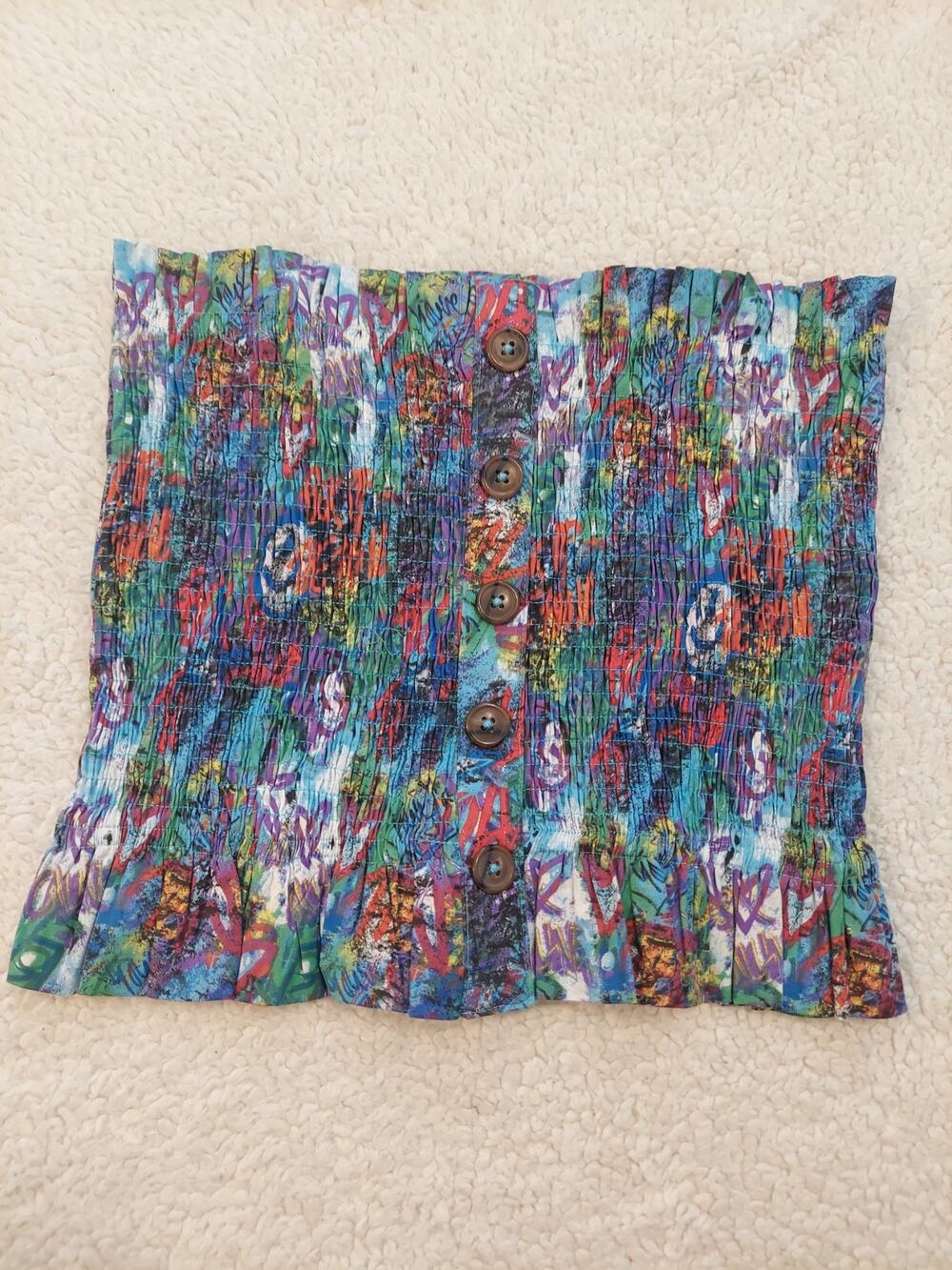 Iky & Me Stretch Floral Colorful Strapless Boho Top Size M
